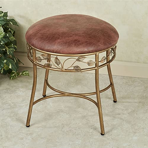 Touch of Class Eden Powder Coated Vanity Dressing Stool with Ember Glow Vinyl Cushion Seat