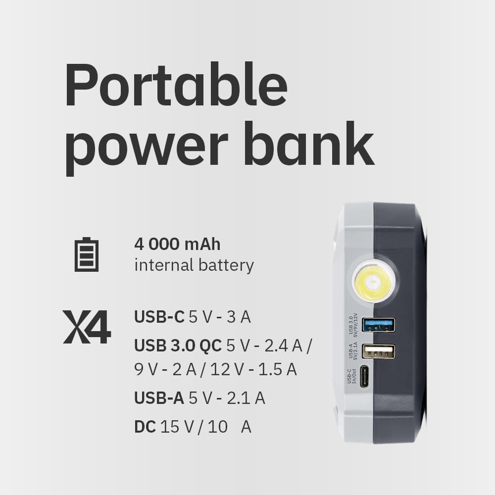 GYS, Nomad Power Pro 701, Démarreur/Booster Batterie Lithium Portable 2000A, Véhicules 12V (Moto, Voiture), Démarrage Sécurisé, Batterie Externe 6Ah (PowerBank), Lampe LED, Ecran LCD