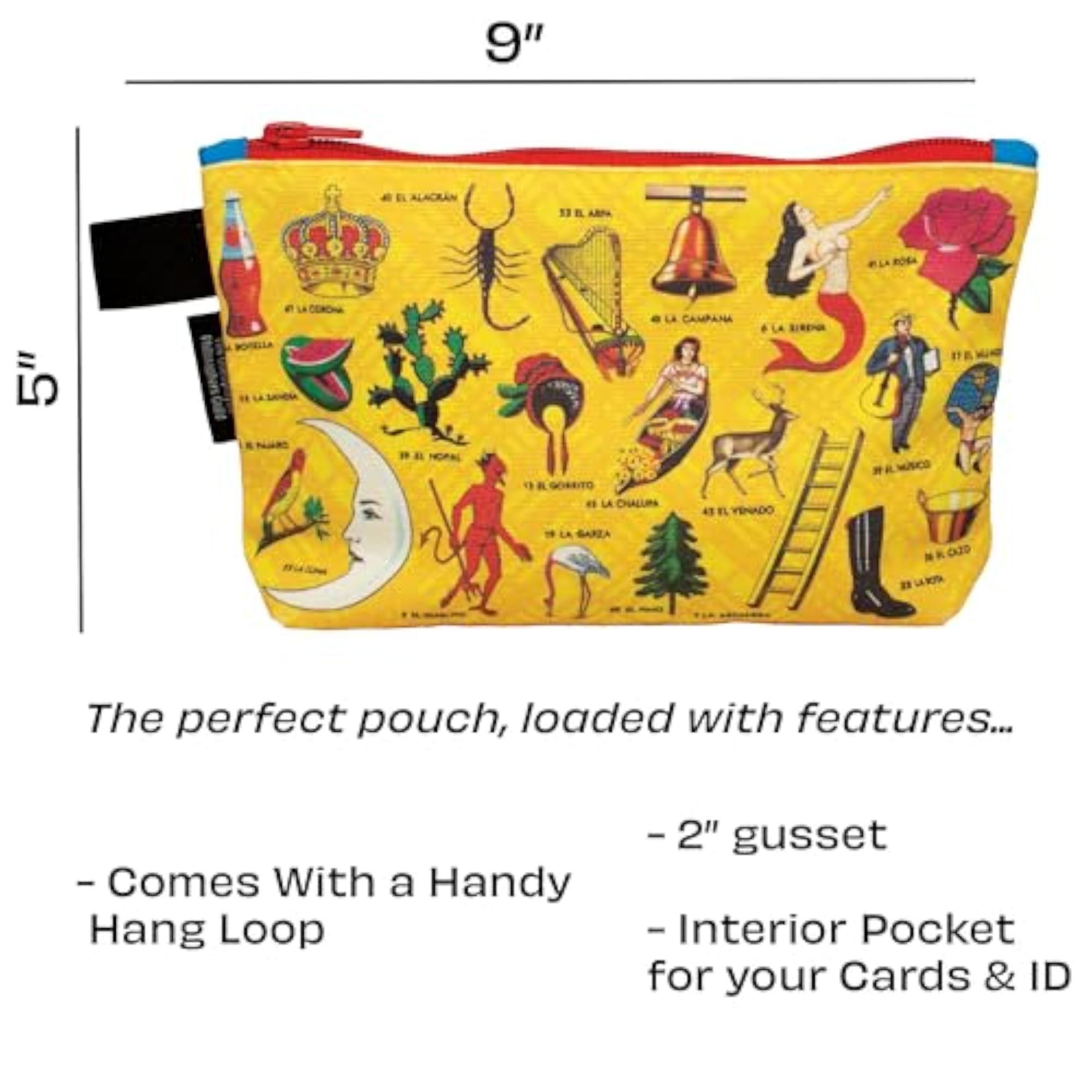 Lotería Bag - Iconic Illustrations Canvas Zipper Pouch