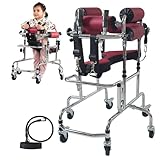 Rehabilitation Walker for Children – Adjustable 6-Wheel Anti-Tilt Walking Aid with Safety Lock for Cerebral Palsy, Hemiplegia & Post-Surgery Recovery, 220 lbs Max
