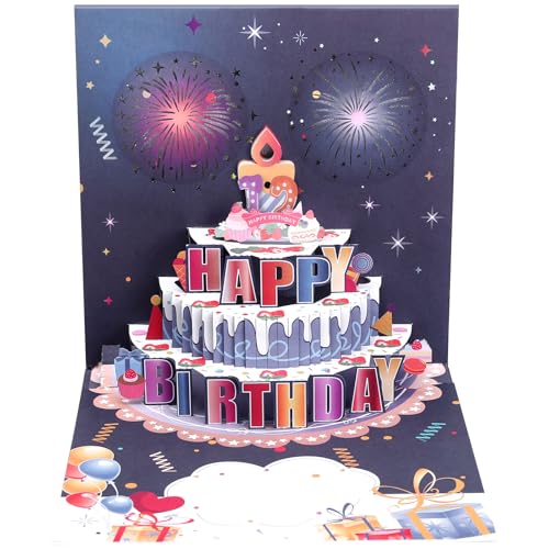 Amazon | Kesote バースデーカード 大人 ポップアップカード 誕生日