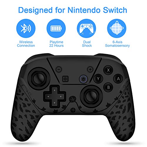 Wireless Switch Pro Controller for Switch/Switch Lite,1200mAh Built-in Rechargeable Battery Controller Gamepad Joystick. Support Screenshot and Twitch Movement, Compatible with Windows PC (Black) - Thumbnail 2