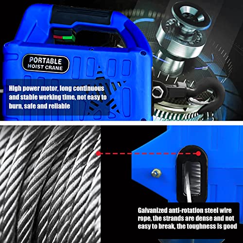 Fithoist 110V Electric Hoist Winch, 1100Lbs 1500W Portable Electric Power Winch With Wireless Remote Control, Vertically & Horizontally Lift 16Ft, Overload Protection For Lifting Towing #TOP4