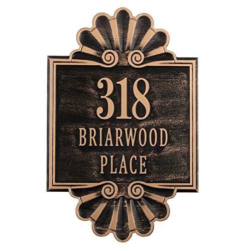 Address Sign Cast Metal Large Options - Wall Mounted House Address Sign Numbers For Outside House,Personalized Address Plaque Plate,House Number Plaque Sign For Street,Garage,Garden,Apartment,Mialbox 12'' X 8.07''(Rose Gold) #TOP14