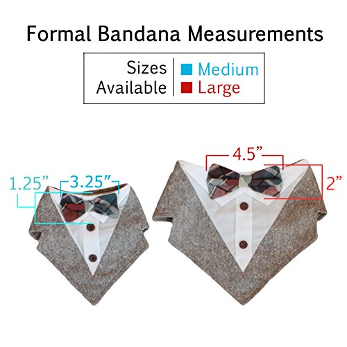 Tail Trends Formal Dog Tuxedo Dog Wedding Bandana With Silver Bow Tie (M) #TOP4
