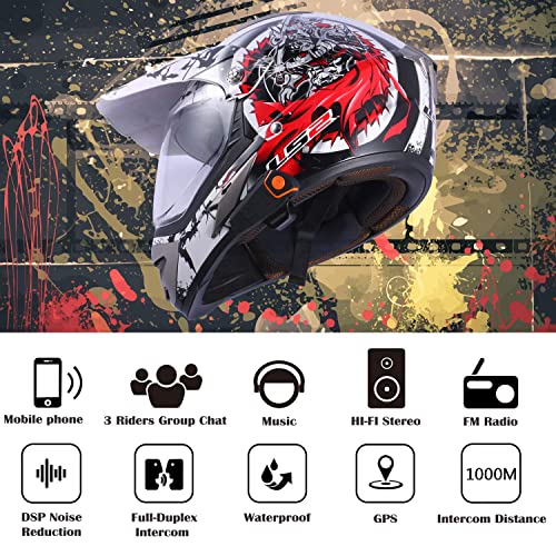 Yideng Bluetooth Headset Intercom Motorcycle Helmet Interphone Bt-S2 1000M Walkie-Talkie Headphone Waterproof Wireless Communication System Up To 3 Riders(2 Pack) #TOP2