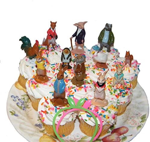 Famous Books Peter Rabbit Deluxe Cake Toppers Cupcake Decorations Set with Figures and Toy BunnyBracelets Featuring All The Popular Peter Rabbit Characters!