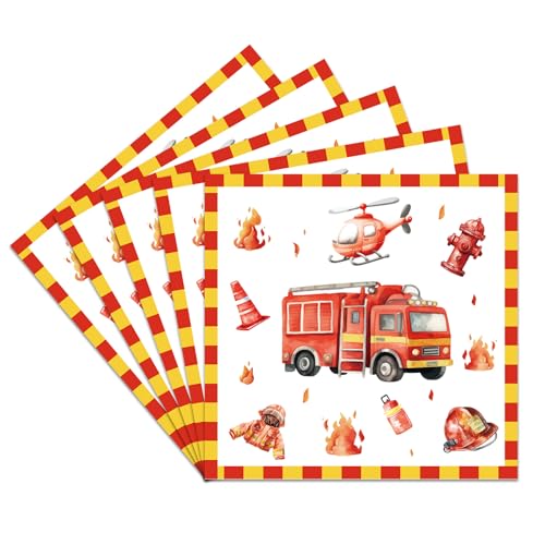 DazzJoy Lot de 20 serviettes en papier motif camion de pompier