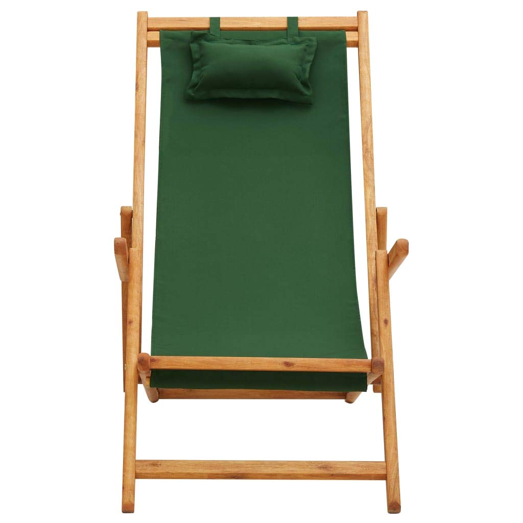 CHAHO Klappliege Klappbar Sonnenliege Gartenliege Strandliege Liege Relaxliege Liegestuhl Gartenmöbel Klappbarer Strandstuhl Eukalyptus Massivholz und Stoff Grün