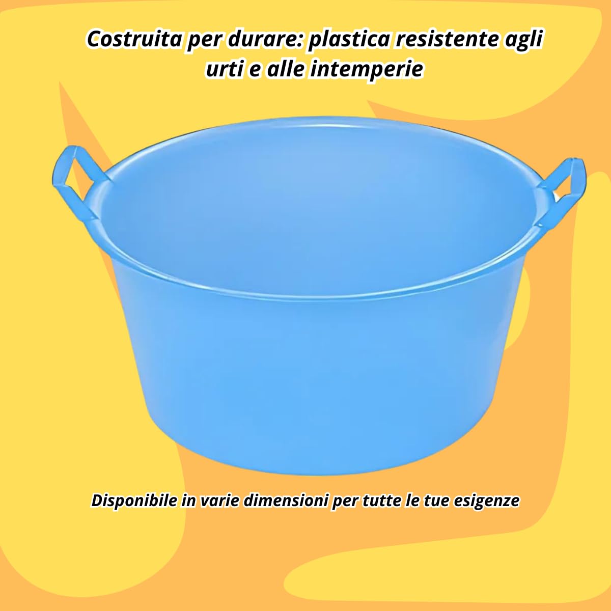 TOMAINO - Bassine à lessive en plastique rigide ronde – Conteneur à linge multifonction pour maison, lavage du linge et chien – Cuvette à lessive 18 l Ø 45 cm