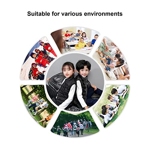 Kids Heated Vest, Heating Jacket for Children, USB Electric Heated Jacket with13 Heating Zones, Warm Vest for Boys Girls Outdoor Activities Home Leisure Black(140cm)3