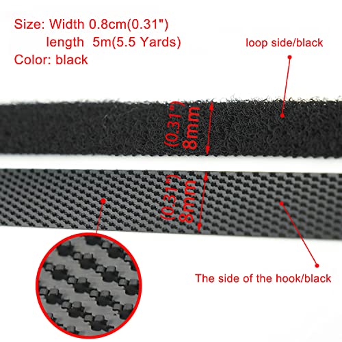 Image of Extremely Thin and Soft Strong Mini Clothes Hook and Loop Fasteners Sewing Type Back Without Adhesive Tiny Clothing Accessories DIY Handmade Materials (Black, 0.31 inch /8mm)