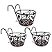 HOHAOO Support de Pot de Plantes, Fer Art Paniers Suspendus Plante Support, avec des Crochets, 3 PCS Balustrade Fleur Pot Support pour Clôture Pots depour Les Balustrades de Balcon de Jardin (Marron)