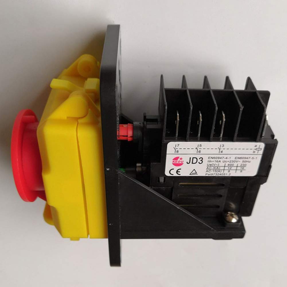 KEDU KJD11 8 Pins Industrial Electromagnetic Switch JD3 Relay Waterproof ON-Off Push Button Switches Emergency Stop Button Switch for Machine Tool Equipment Control 230V 16A 50Hz, M, Yellow