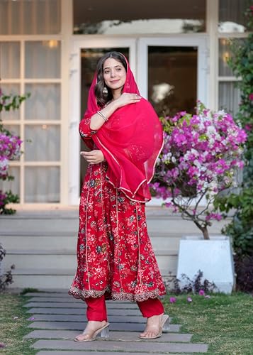 Image of MANHAREE | Women's Rayon Kurta with Pant & Dupatta Set