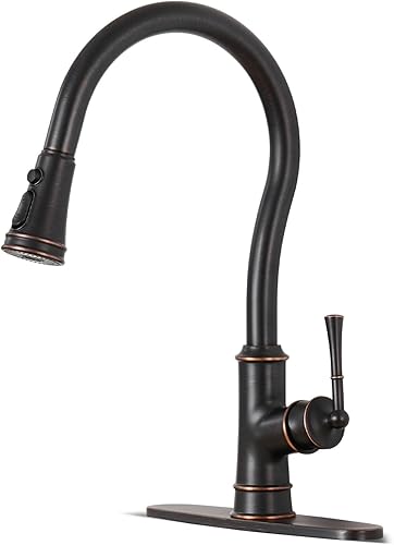 Grifo de cocina de latón con rociador extraíble, 3 modos de rociador, grifo de fregadero de cocina de arco alto, arco alto romano, 3 o 1 orificio