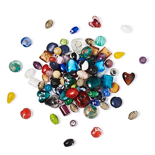 Craftdady 500g Mixed Shapes & Colors Lampwork Glass Beads Loose Beads Fit Most Major Charm Bracelets, 11-29x11-25mm, Hole: 0.5-4mm Random