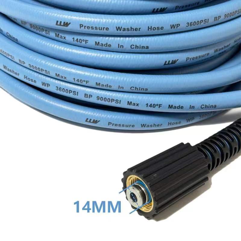 LULUW 25FT 1/4-inch High Pressure Washer Hose,3600PSI M22 14mm Replacement Power Washer Hose for Most Brands, Blue