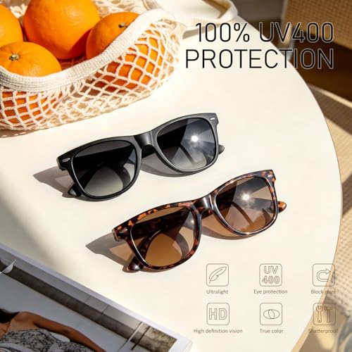 Image of Sunier Polarized Sunglasses for Men and Women, Retro Square Matte Finish UV400 Protection Shades for Driving, Fishing