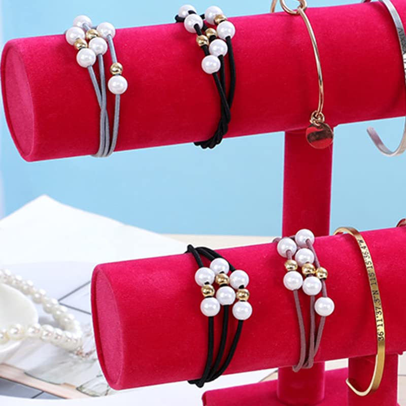 Présentoir de bracelet anti-rayure en peluche pour ranger montre et chouchou rose
