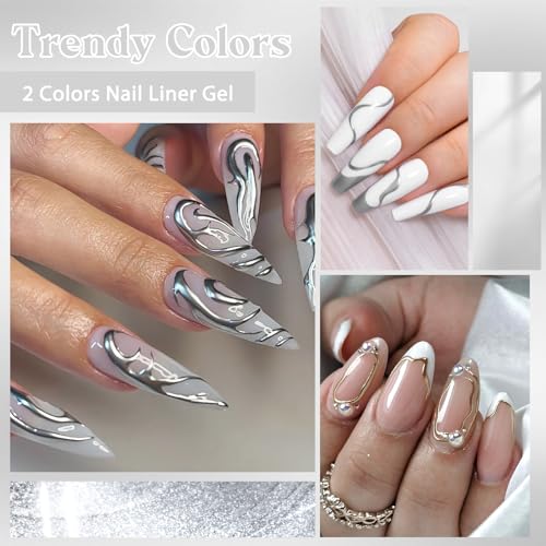 Set de 2 piezas de gel para uñas metálico plata y oro miniatura 2