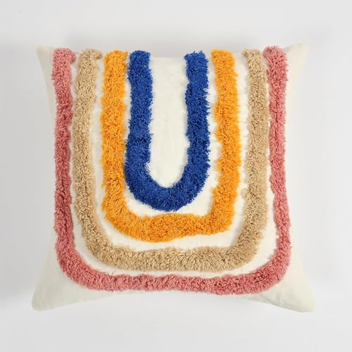 Image of Furnistitchs Premium Decorative Throw Cushion Pillow Cover Boho Home Decor - Living Room Bedroom Couch Sofa Cushion Covers 16 inch x 16 inch (2, Rainbow)