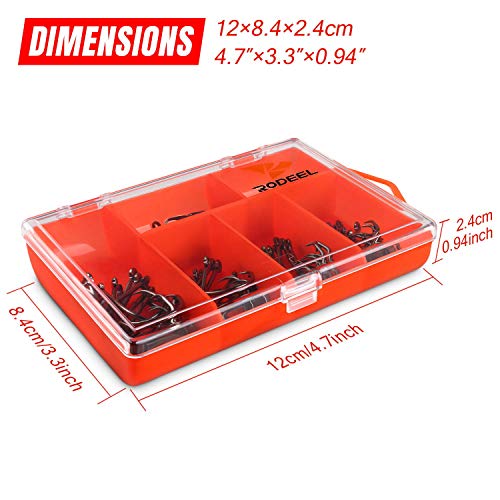image for Rodeel 120pcs Aberdeen Hooks Set with Plastic Tackle Box 6 M