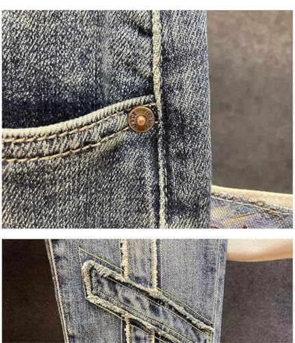 Men's Spring Retro Straight Stretch Small Legs Casual Breathable Jeans2