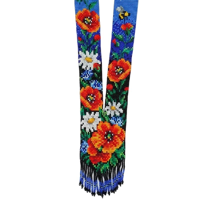 Collier Gerdan ukrainien en perles de rocaille fait main multicolore