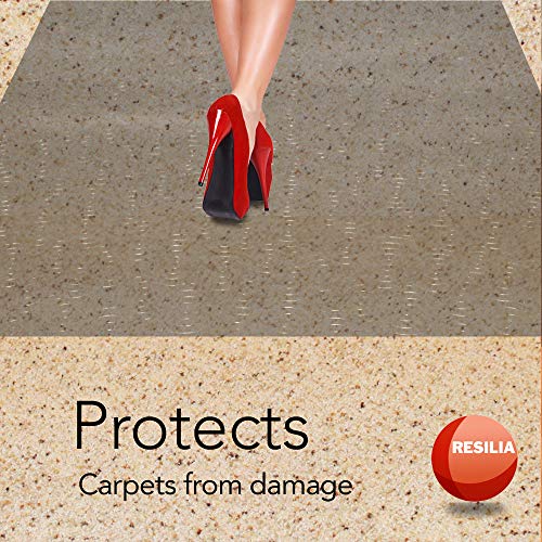 Resilia - Deluxe Clear Vinyl, Plastic Floor Runner/Protector For Deep Pile Carpet - Skid-Resistant, Swirl Spiral Pattern, (36 Inches Wide X 6 Feet Long) #TOP3