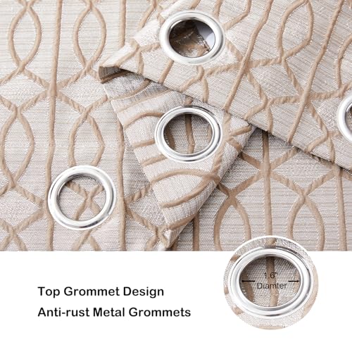 HORIMOTE HOME 100% Blackout Eyelet Curtains 66x90 Inch (2 Panels) - Thermal Insulated Curtains with Noise Reduction, Heavyweight Jacquard Woven Champagne Curtain for Bedroom,Living Room - Image 7