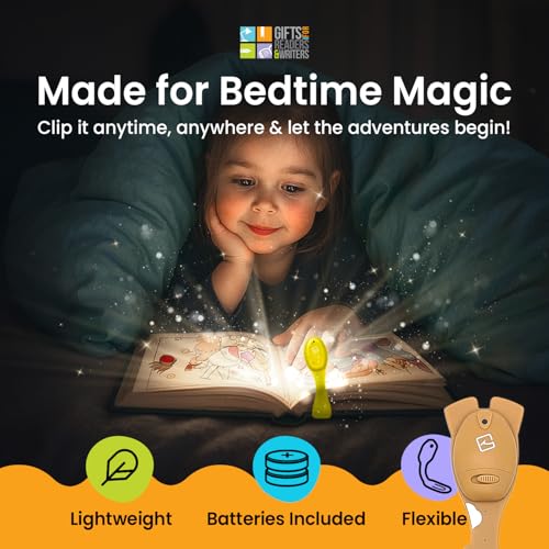 Image of Gifts for Readers & Writers Book Light, Clip On Reading Light for Bed, 2in1 Flexilight & Bookmark, Small & Lightweight with a Soft Glow, 2 Batteries Included, Duck