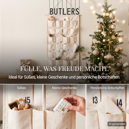 BUTLERS SANTA IS COMING Adventskalender zum Befüllen, Stoff Wandkalender – Ansicht 3