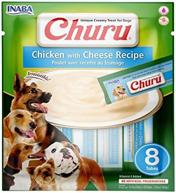 Churu Sticks by INABA Dog Treat - Chicken & Salmon Flavour (4 x 14g) / Soft & Creamy Dog Treat, Delicious & Healthy Snack, Food Topper, Pill Assist, Training Treat, Natural, Grain Free