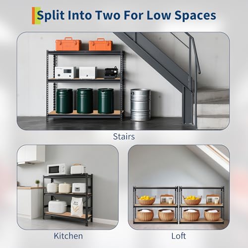 Garage Storage Shelves 5 Tiers, Heavy Duty Storage Shelving Racks with 2500 Lbs Capacity, 48" L x 24" W x 72" H Metal Adjustable Shelving Unit for Kitchen Pantry Basement Bathroom Laundry