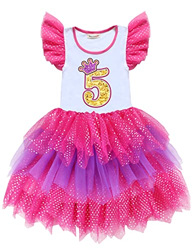 Number 5#5 Party Princess Birthday Little Girls Dresses,6EDTA5,4-5 Years(Size 120)
