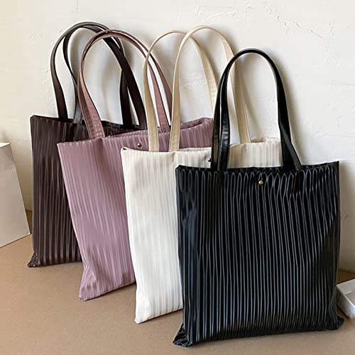 Taschen Häkeln Wolle 2022 Frauen Newsolid Color Einfache Umhängetasche aus PU- mit großer Kapazität Taschen Set (Brown, One Size)