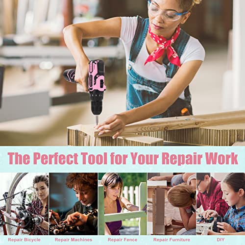 COMOWARE Pink Bohrer-Set für Damen, 12 V Bohrmaschine mit rosa Tasche – Bild 8