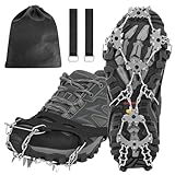 ZOEDOアイゼン チェーンスパイク 24本爪 アイスグリッパー 201ステンレス＆シリコン製 錆にくい 簡単着脱 耐寒性-40°C 耐久性 滑り止めスパイク 男女兼用 凍結道路 雪山 登山 ハイキング 氷釣り 雪道などに対応 収納袋付き（L）