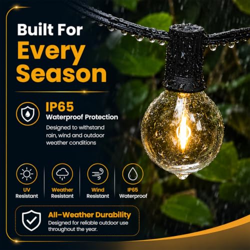 Image of Outdoor String Lights 50ft Decorative LED Bulbs IP65 Waterproof Shatterproof for Indoor /Outdoor Energy Saving Hanging Light for Backyard Terrace Garden Balcony (24V Light Dimmable with Remote)