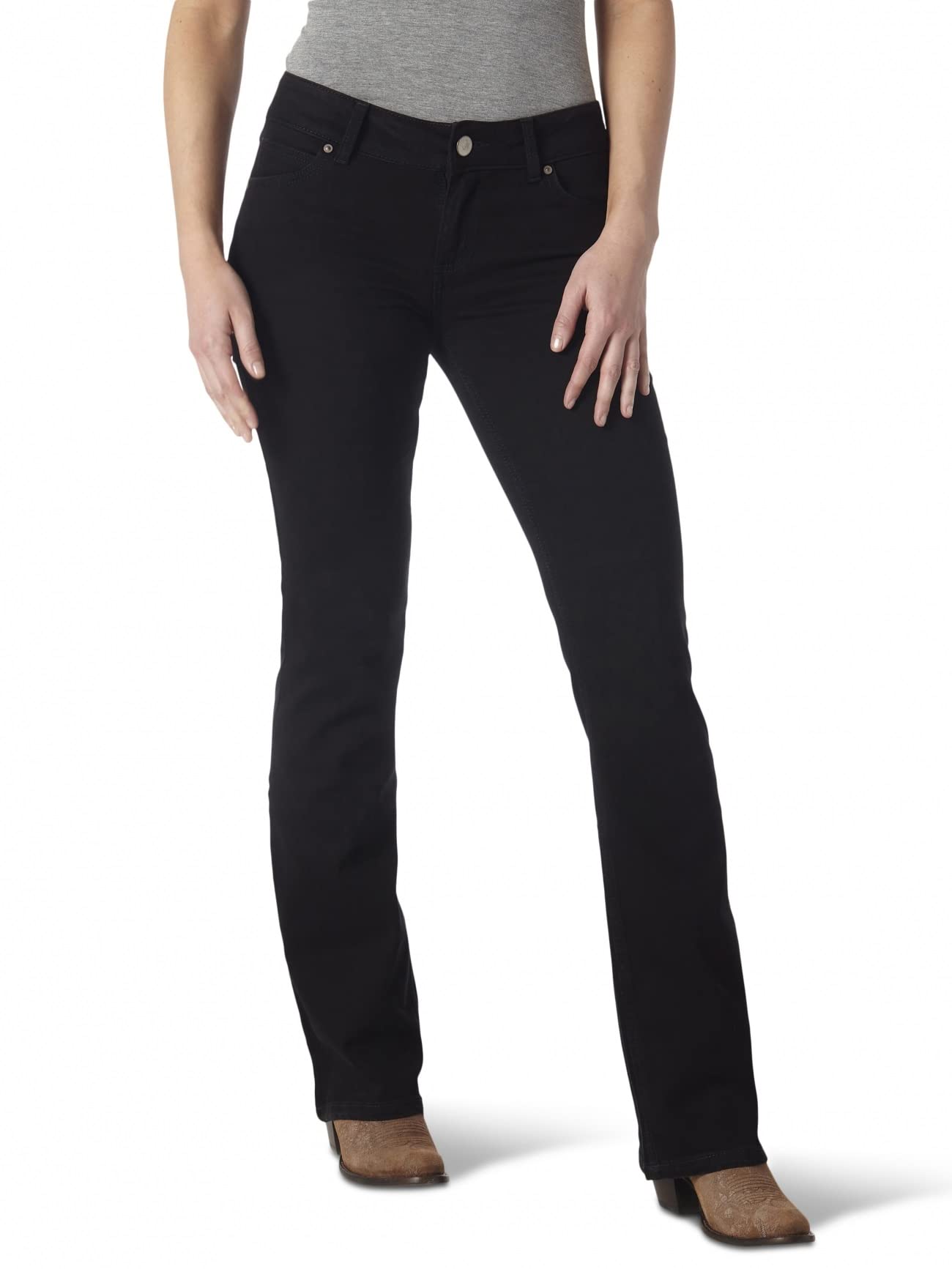 Wrangler Women's Black Western Mid Rise Stretch Boot Cut Jean, Large