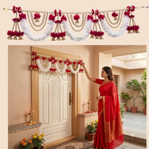 Image of Afarza Toran for Main Door Home Decoration Entrance Hanging Handmade Bandarwal Gift Item (Pink)