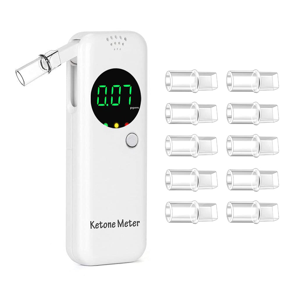Ketone Breath Analyzer Accurate Ketone Breath Meter Digital Ketone Breath Tester with 10 Reusable Mouthpieces for Testing Ketosis