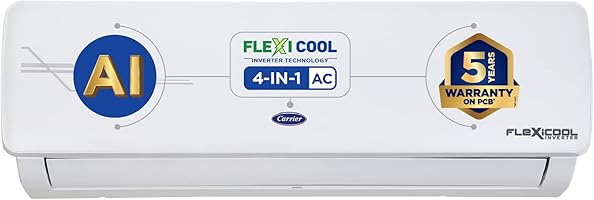 Carrier 1.5 Ton 3 Star AI Flexicool Inverter Split AC (Copper, Convertible 4-in-1 Cooling,High Density Filter, Auto...