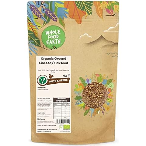Wholefood Earth Organic Ground Linseed/Flaxseed 1 kg Raw | GMO Free | Vegan | High Fibre | Source of Protein | Certified Organic Cover