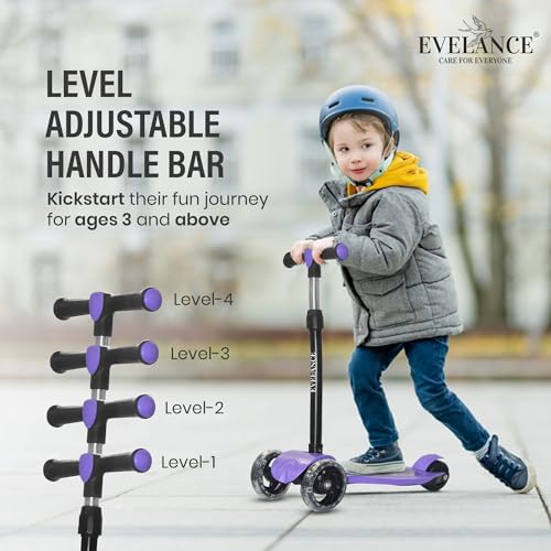 Image of 3 Wheel Kids Road Runner Scooter with Adjustable Height, Foldable Kick Scooter for 3+ Years | Skating Scooter Outdoor Toy for Boys & Girls, Birthday Gift | 50kg Capacity(Purple)
