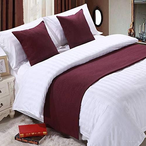 Twelve Solid Bed Scarf Bed Runner Bedding Scarves for Bedroom Hotel Wedding Room (King 240x50cm, 18)