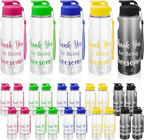 MSYU 15 Pieces Thank You Gifts Plastic Water Bottle Bulk, 500 ml Inspirational Sport Drink Bottles Water Travel Bottles Reusable Large Water Bottles with Leak Proof Flip Top for Party Outdoor