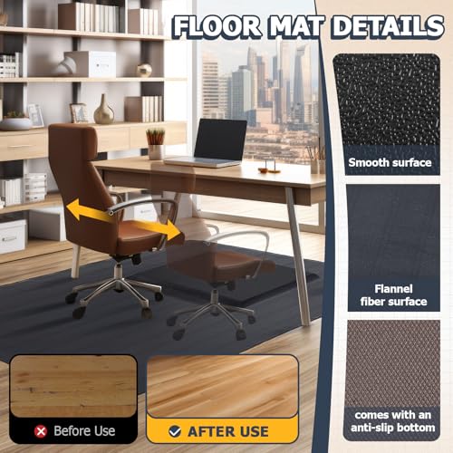Image of Nuanchu 2 Pcs Large Hard Floor Chair Mat and Anti Fatigue Mat Set Desk Rug for Rolling Chair on Hardwood Non Slip Anti Fatigue Rug for Standing Work Office Kitchen (47 x 35 Inches,29 x 17 Inches)