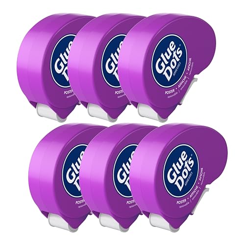 Image of Glue Dots Poster Dot N' Go Dispensers, Set of 6 Complete Dispensers, Each with 200 (.375 Inch) Poster Adhesive Dots, 1200 Dots /Pack (24233-AMZ)